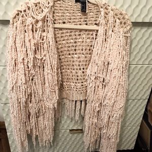 Shaggy Fringe Open-Front Cardigan
